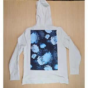 Express Mens‎ Hoodie Size XL White Floral Paisley Abstract Back Graphic